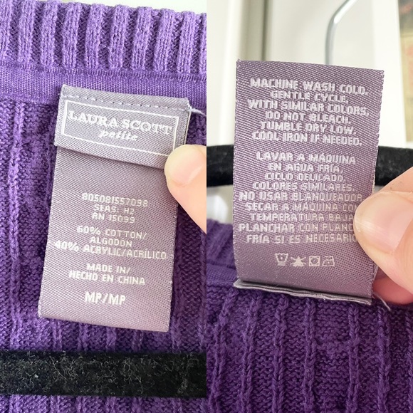 Laura Scott Petite Cable Knit Cardigan Sweater PM - Picture 15 of 16